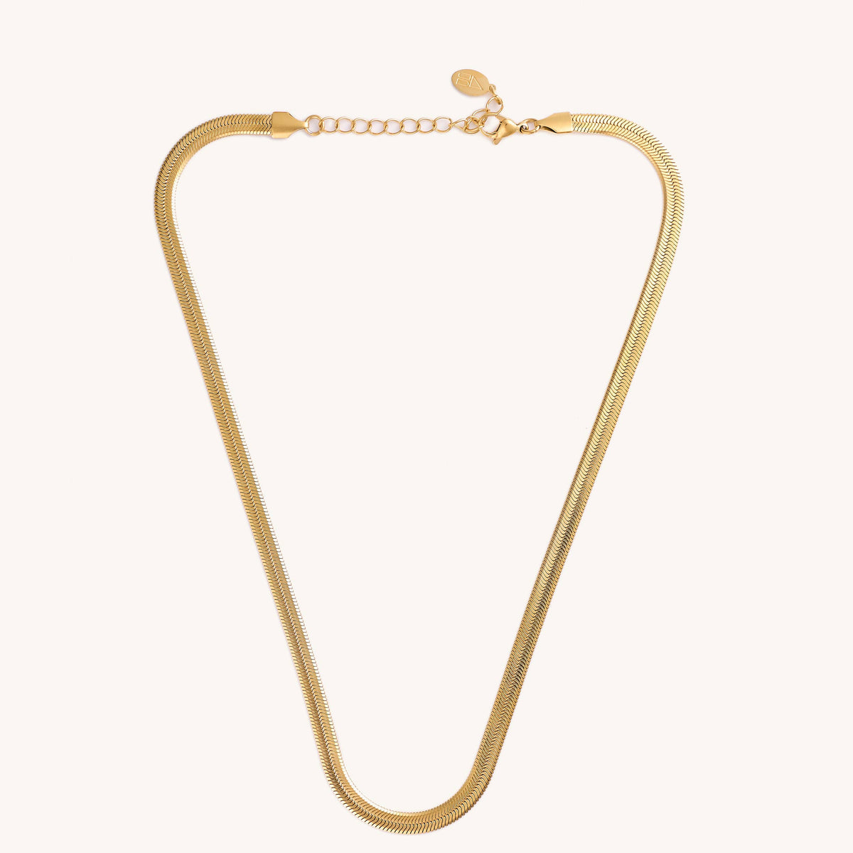 Gold Herringbone Necklaces: Wide 5MM