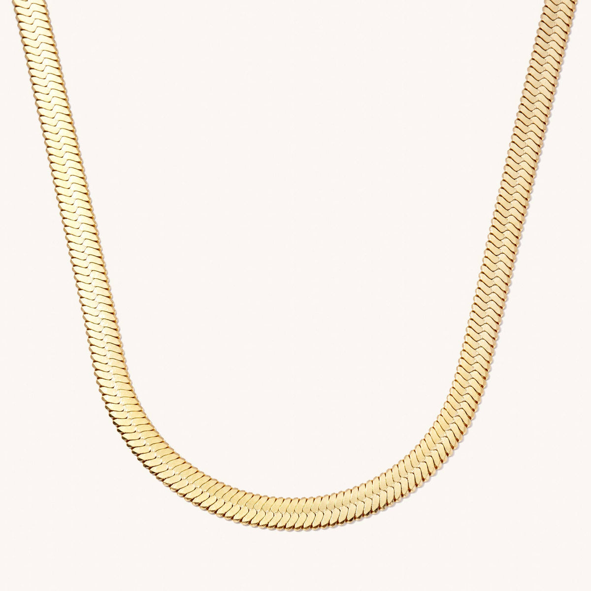 Gold Herringbone Necklaces: Wide 5MM