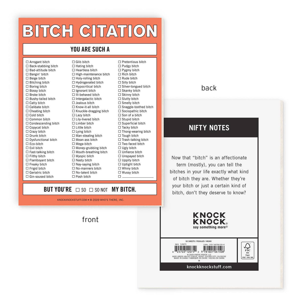 B*tch Citation Nifty Note Pad
