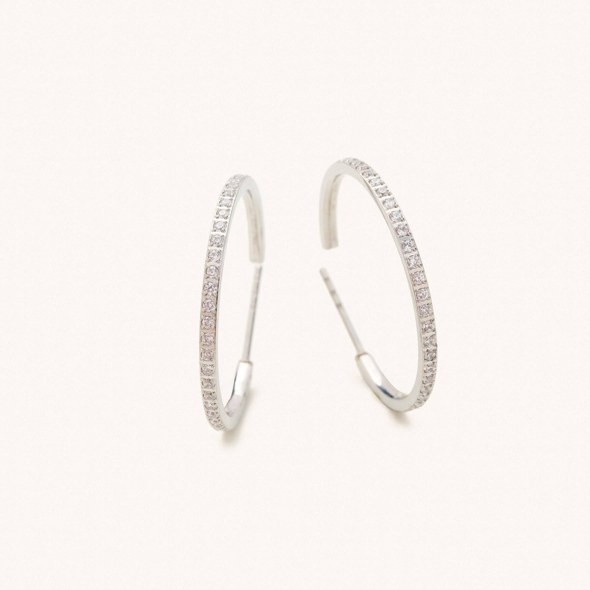 Silver Sutton Crystal Hoops-Medium