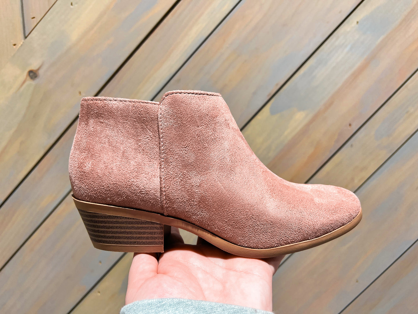 Maggie Blush Suede Booties
