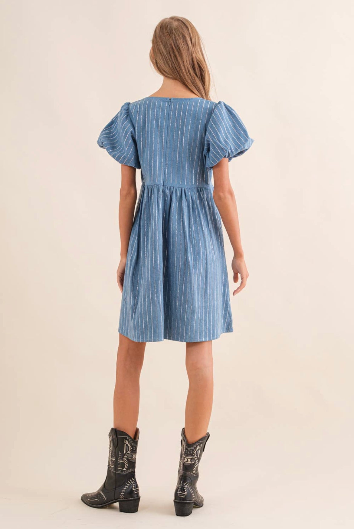 Jolene Denim + Rhinestone Dress