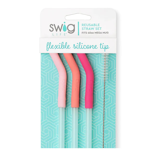 Swig Blush/Coral/Pink Reusable Straw Set