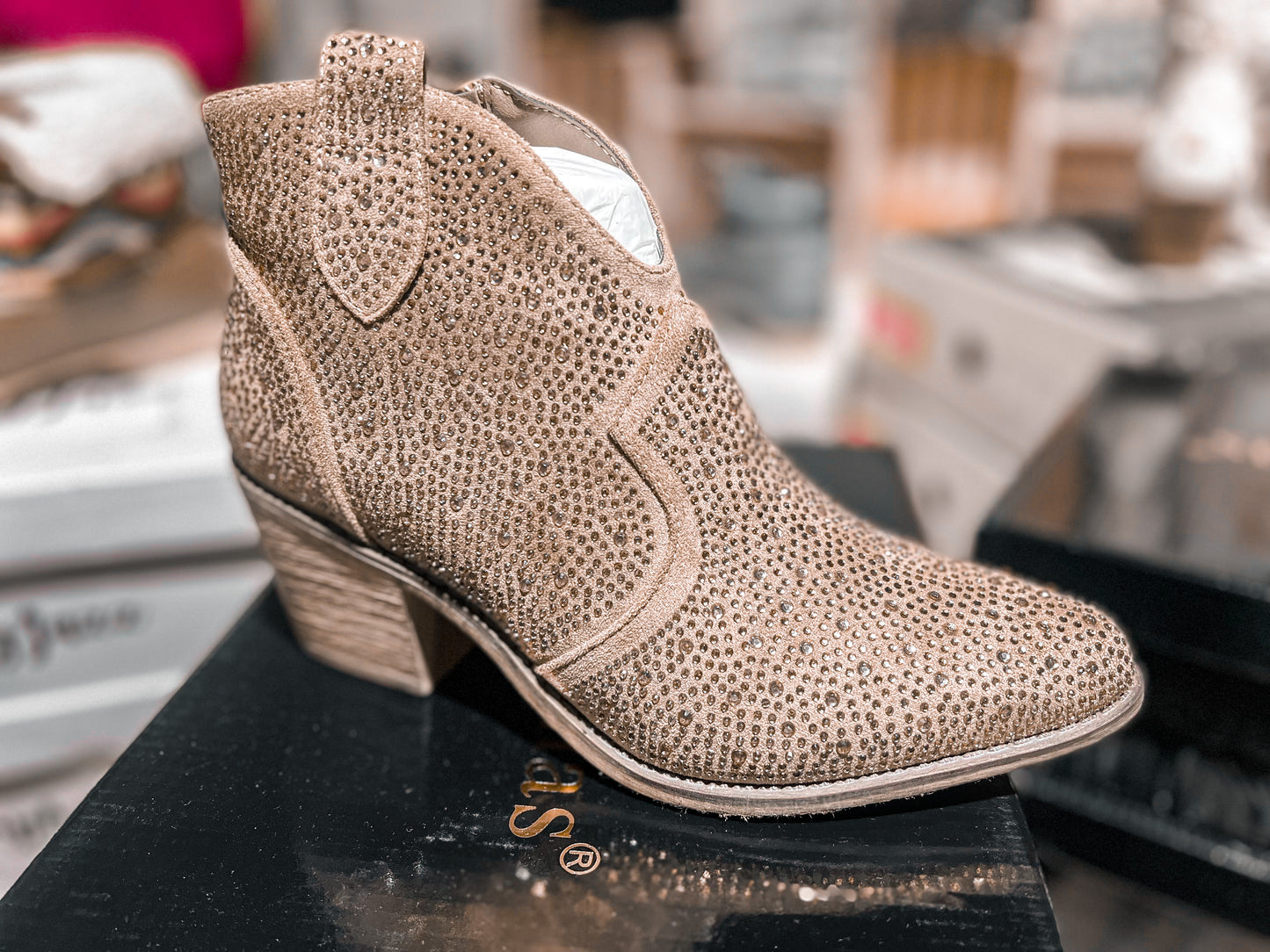 SIZE 6 Taupe Sparkle Booties