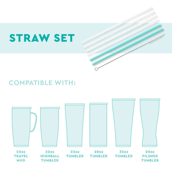 Swig Spot On + Black Reusable Straw Set