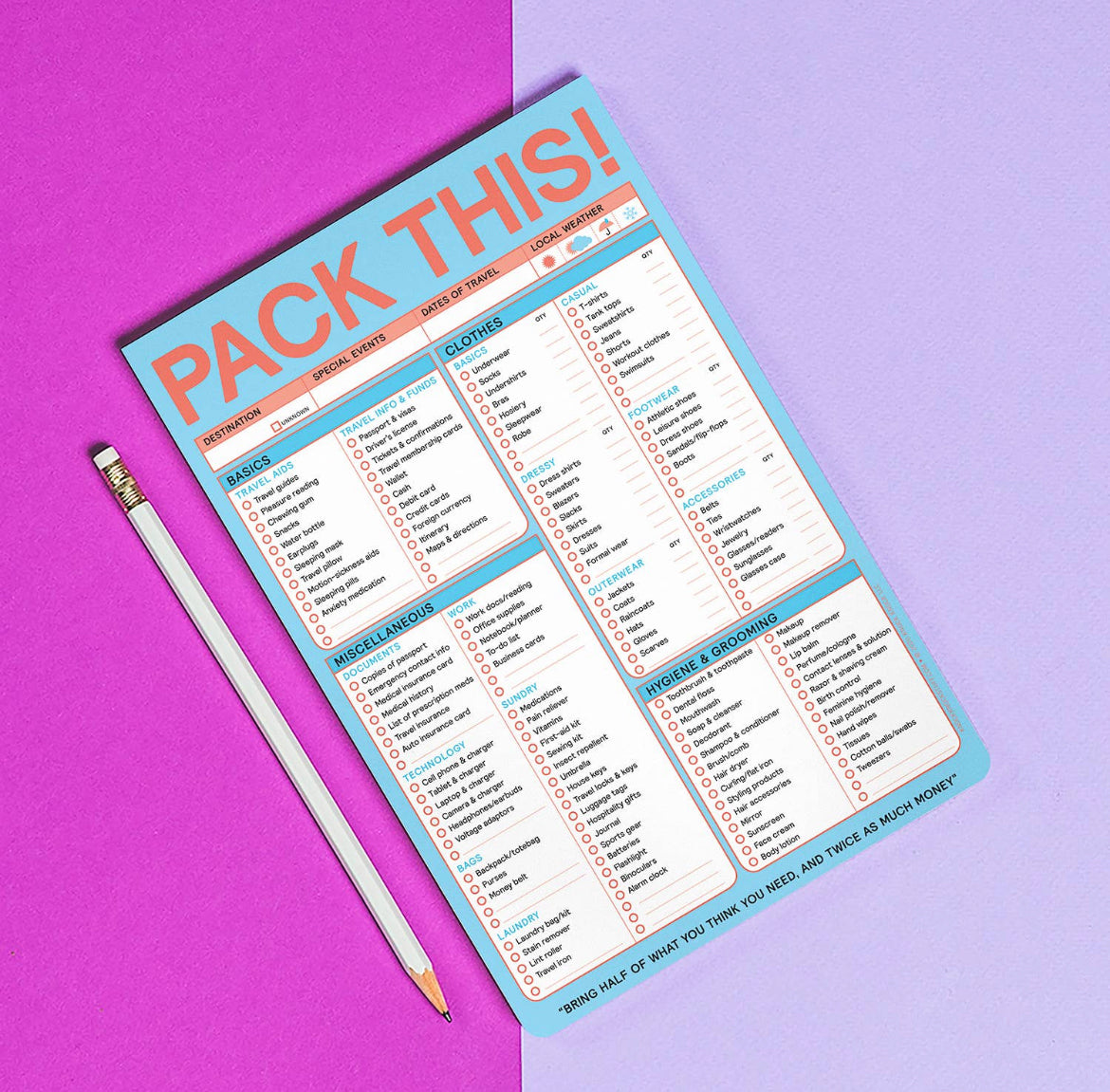 Pack This Large Notepad