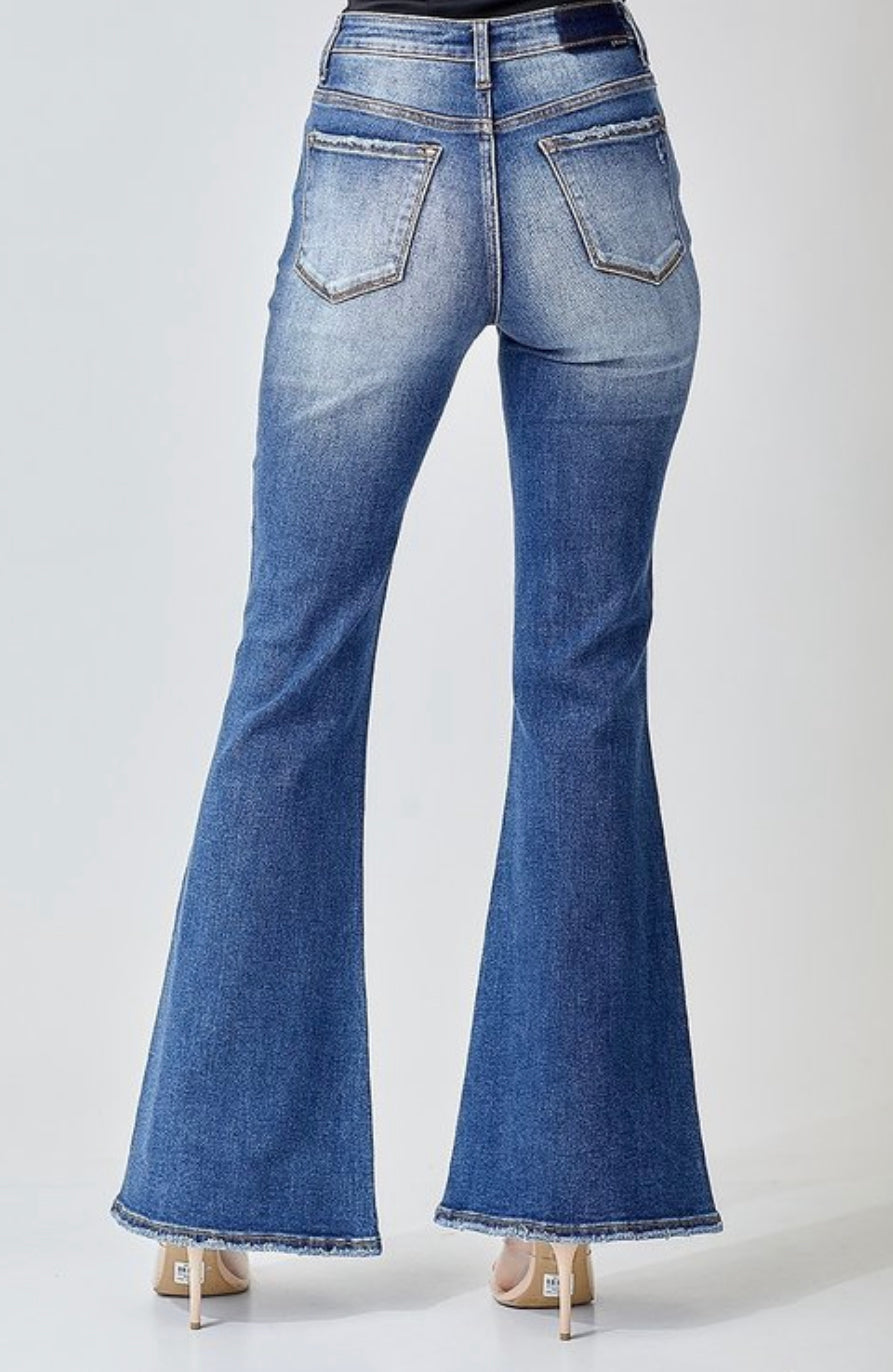 Embellished Denim Flared Jeans