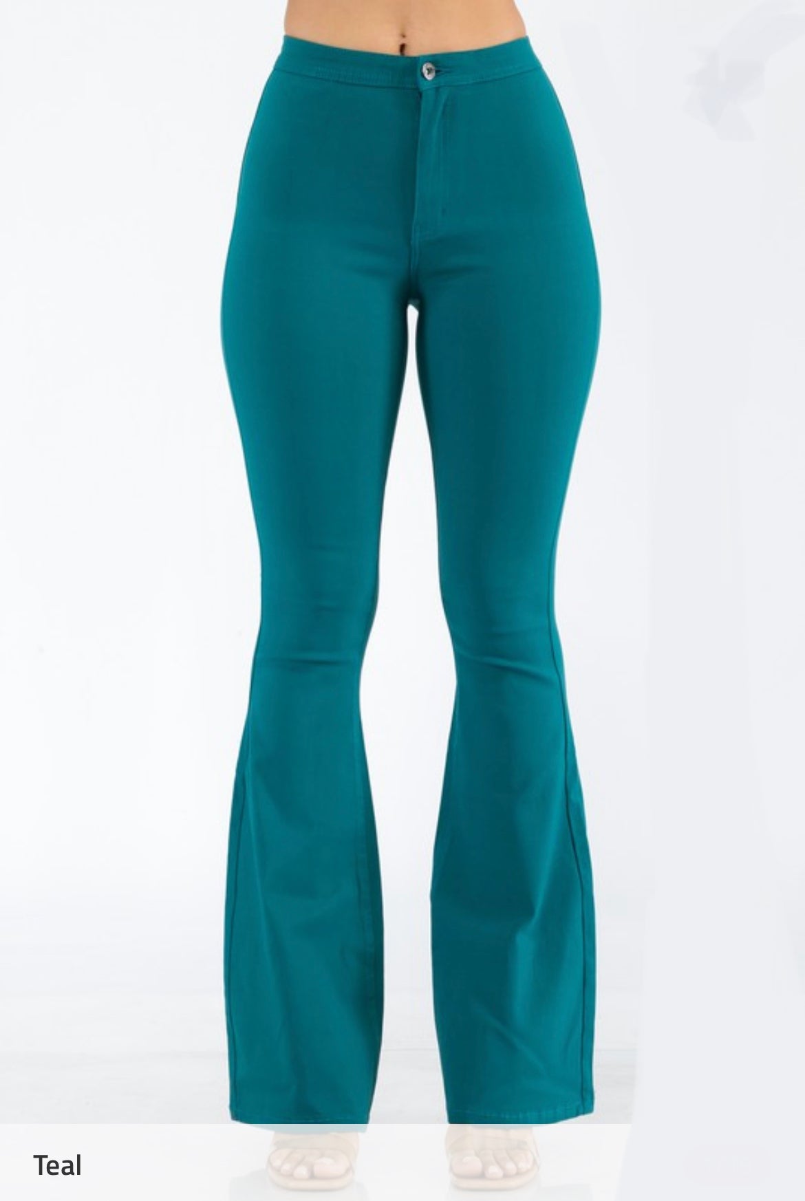 Teal High-Rise Flare Jeans