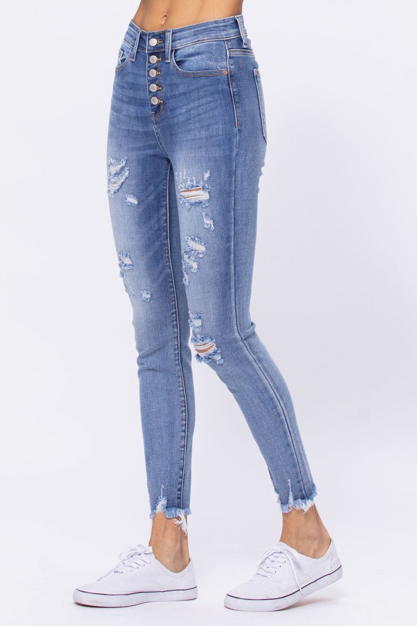 SIZE 16W Judy Blue Anne High-Rise Buttonfly Jeans (JB 82263)