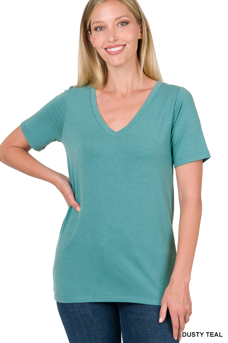 3XL Dusty Teal Solid Short Sleeve Top